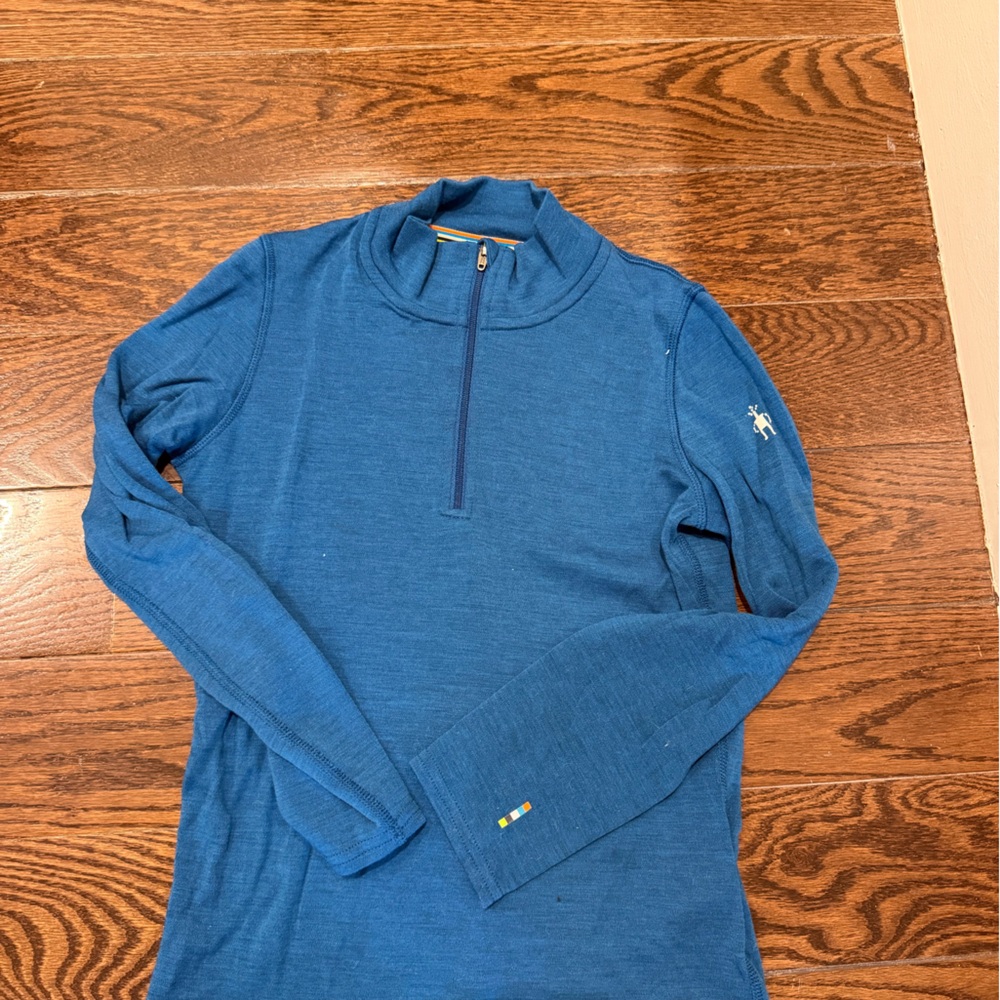 Smartwool Blue Quarter-Zip Merino Base Layer